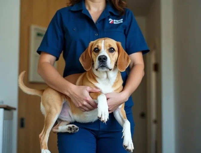 Technician respectfully transporting a deceased dog in Hampton North